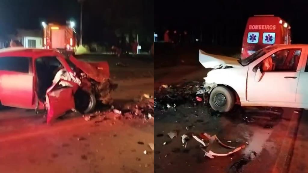 Colisão frontal entre dois veículos deixa feridos e mobiliza bombeiros