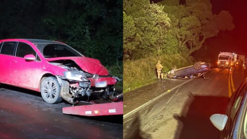 Homem é arremessado de carro após grave acidente na BR-282 em SC