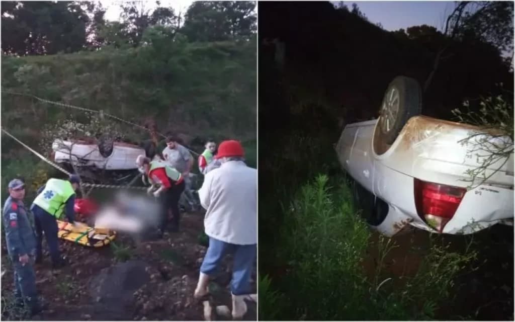 Capotamento deixa mulher grávida e crianças feridas em rodovia de SC