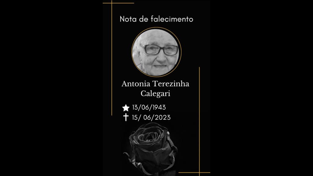 Nota de despedida da dona Antonia Terezinha Calegari