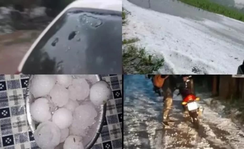Chuva de granizo castiga cidades de Santa Catarina