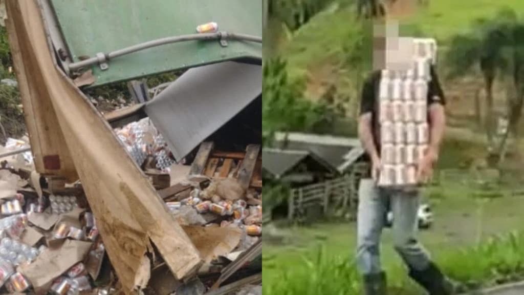 Motorista morre após tombar caminhão e carga de cerveja é saqueada