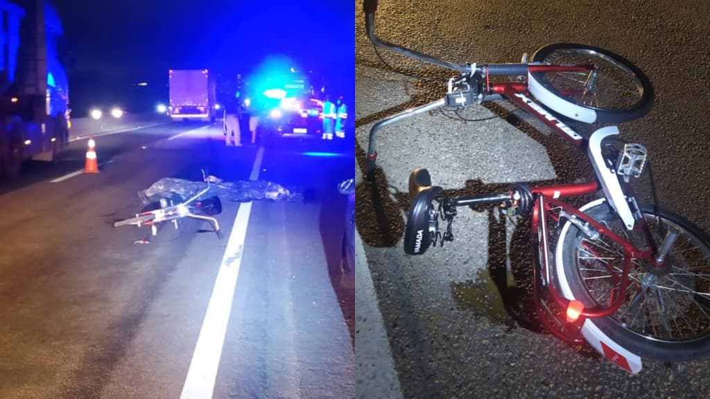 Caminhoneiro foge após acidente fatal com ciclista na BR-101, em Porto Belo