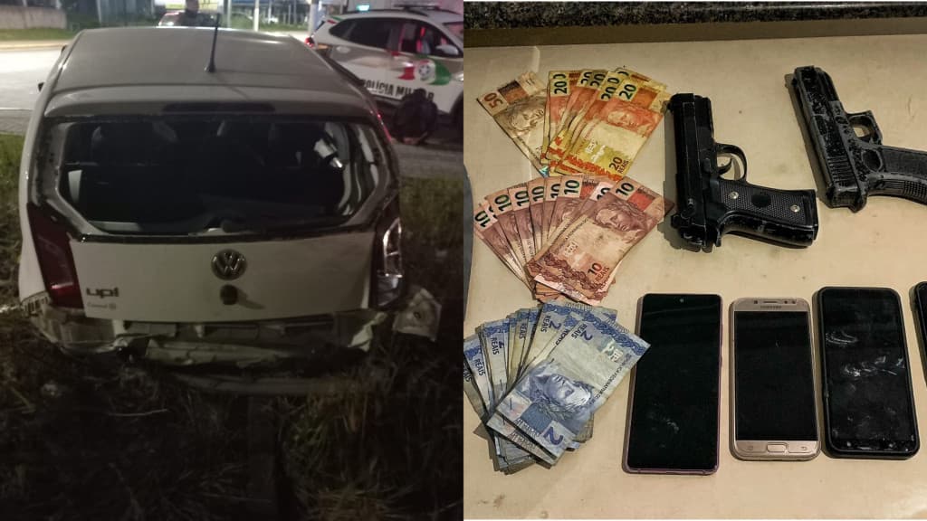 Grupo rouba carro, agride idosos e atropela ciclista durante perseguição em Tijucas