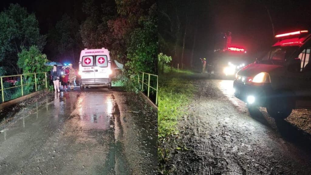 Homem desaparece após tentar atravessar de carro por rua alagada no Alto Vale do Itajaí