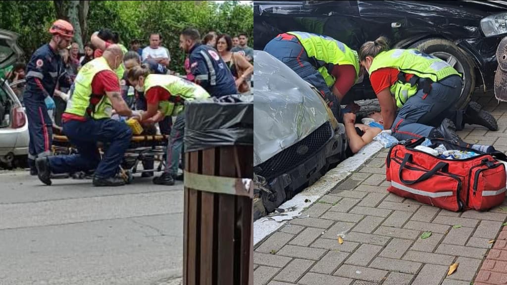 Ciclista é prensado entre veículos após atropelamento