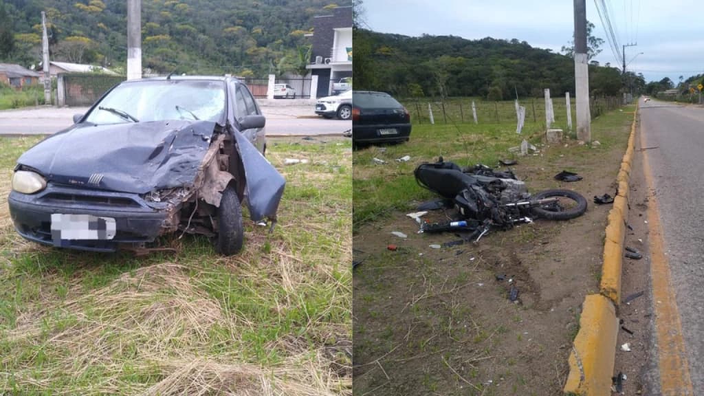Bêbado deixa motociclista em estado grave após acidente em Porto Belo