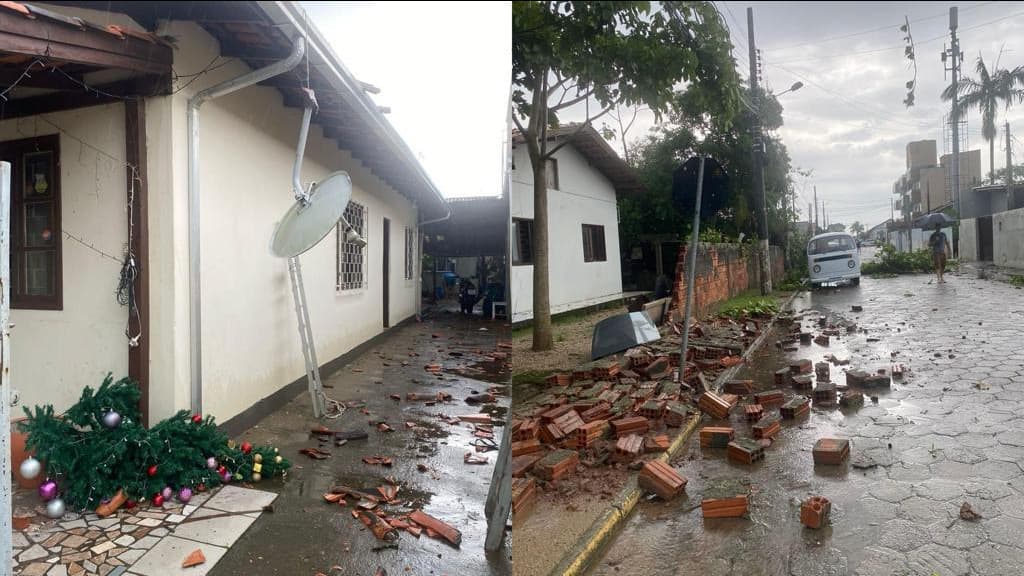 Temporal causa destruição em residências no Bairro Praça