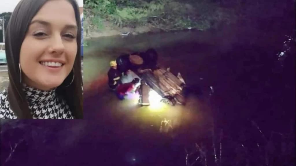 Mulher morre afogada após carro cair dentro de rio em SC