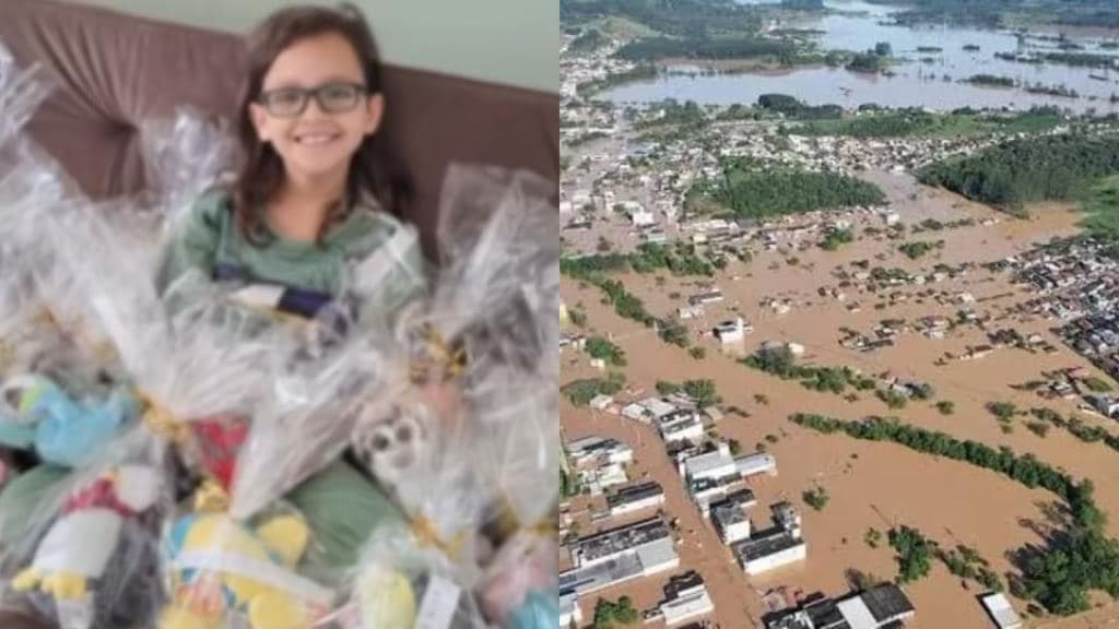 Garoto de Itapema doa sua coleção de ursinhos para crianças desabrigadas em Taió