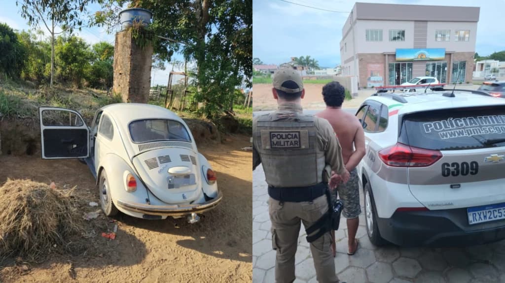 Homem é flagrado com carro furtado em Canelinha e diz que “pegou emprestado”
