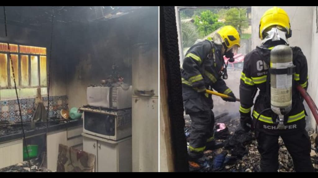 Casa pega fogo e família de Brusque perde tudo em pleno dia de Natal