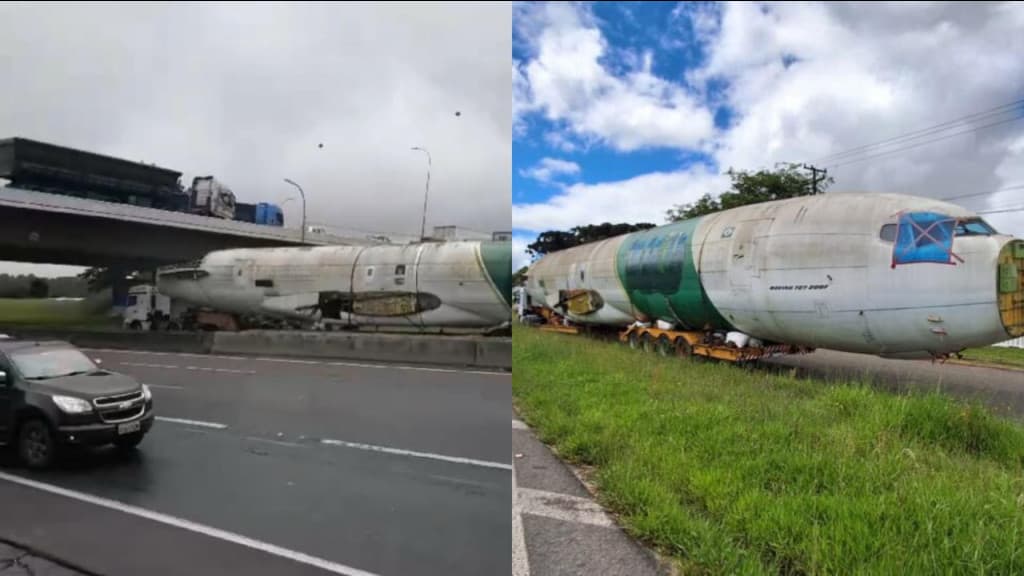 Boeing 727 com destino a Balneário Camboriú chama atenção na BR 376