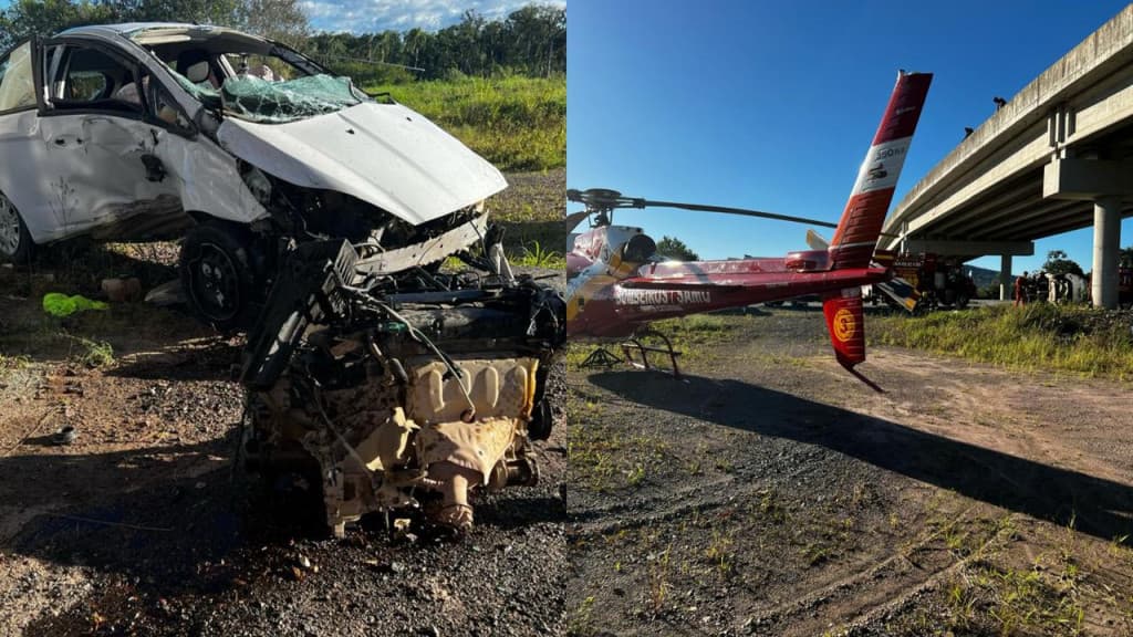 Mãe e filho de 11 anos  ficam feridos em grave acidente na BR-470, em Ilhota