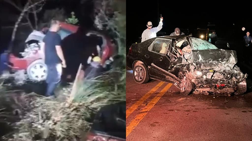 Vídeo mostra carros destroçados em acidente que matou 5 pessoas