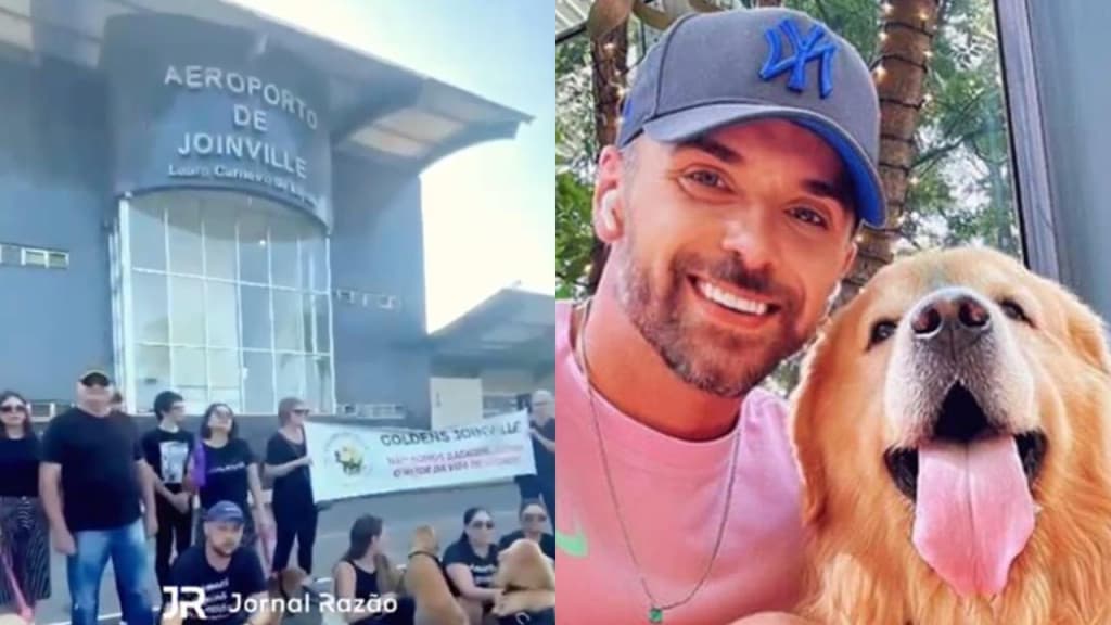 Catarinenses protestam no aeroporto de Joinville após morte de cachorro Joca