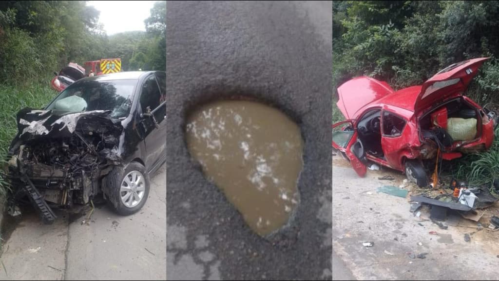 Buraco gigante causa grave acidente na BR-470