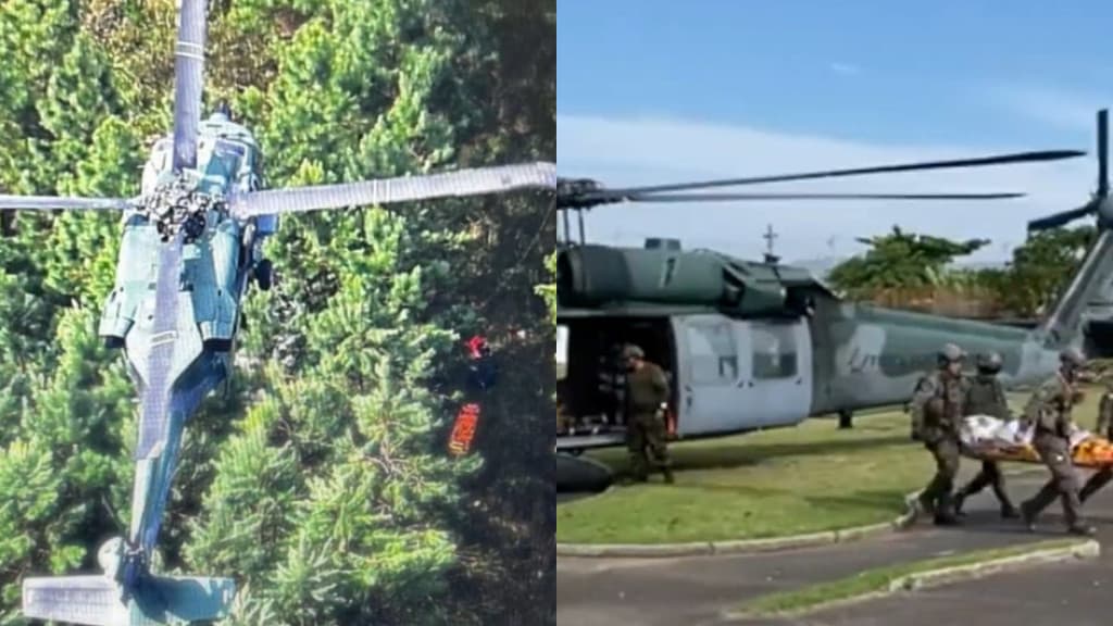 Piloto que sobreviveu a queda de avião acenou com a mão antes de ser resgatado em SC