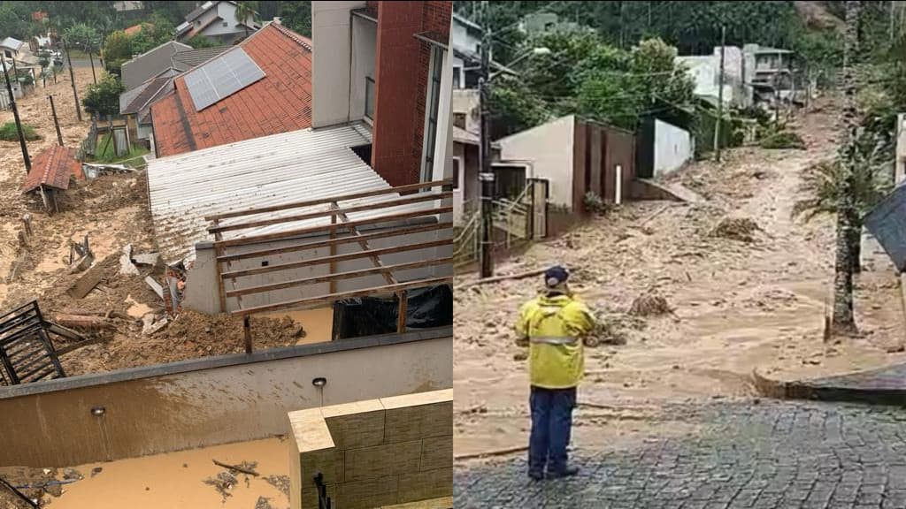 URGENTE: Deslizamento de terra assustador atinge casas em Blumenau