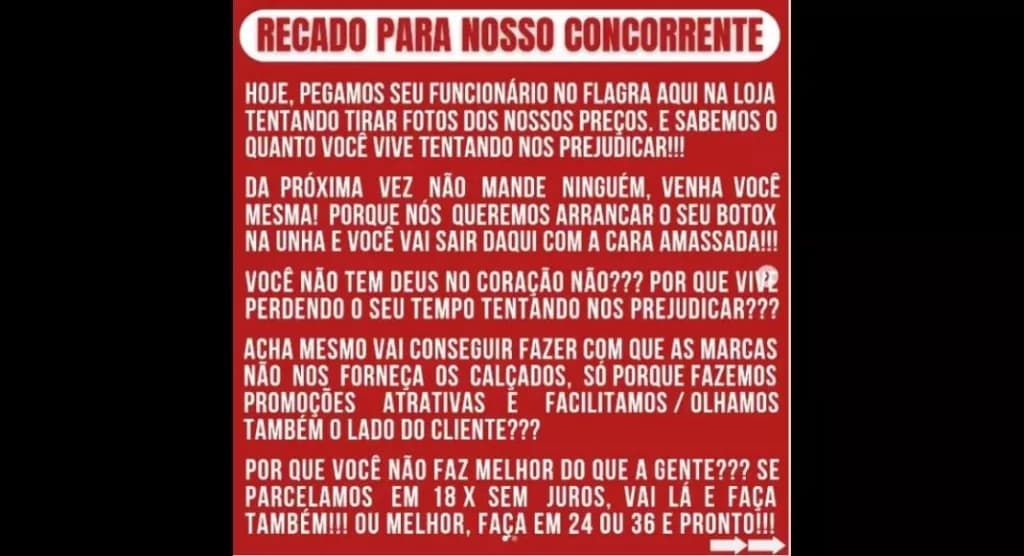 Loja de calçados manda indireta para concorrente “vamos arrançar seu botox na unha”