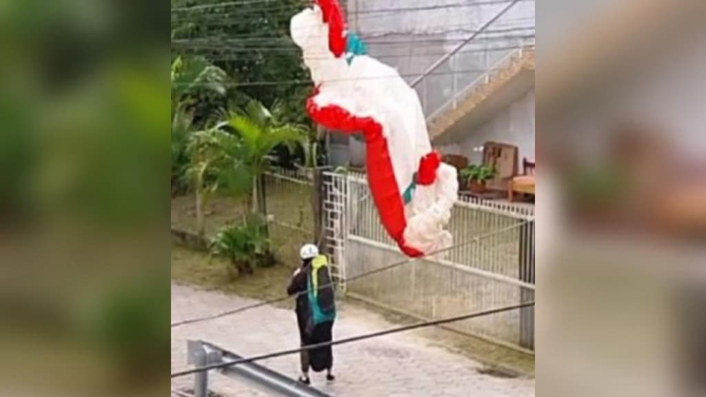Parapentista sofre queda em fios de energia na Costa da Lagoa, em Florianópolis