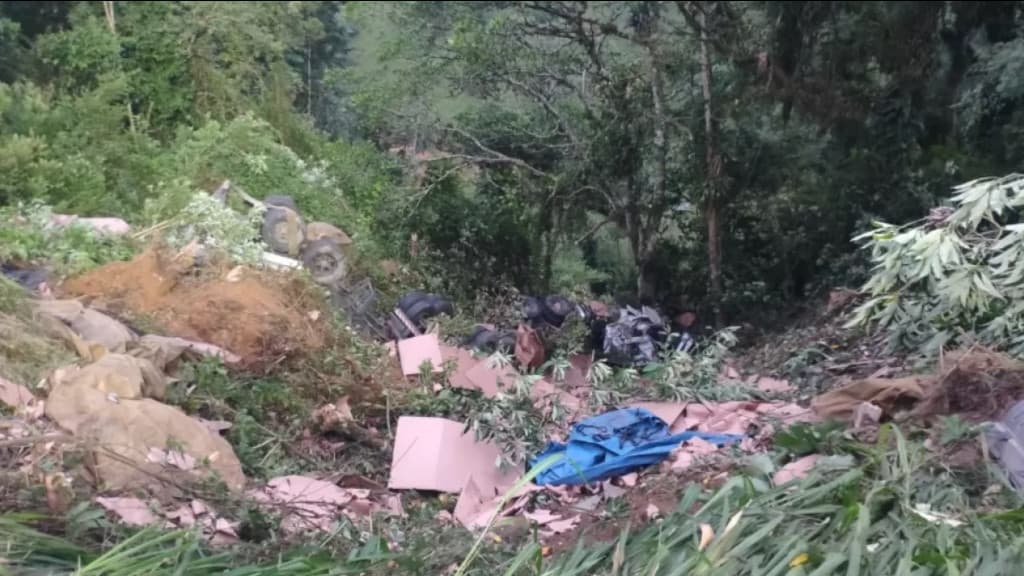 Homem morre após caminhão despencar de ribanceira na BR-280