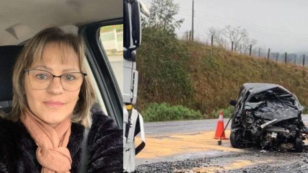 Identificada mulher morta em colisão entre carro e caminhão na BR-282, em SC