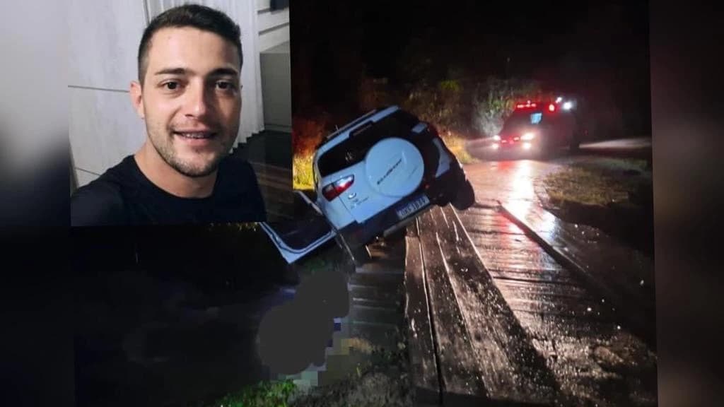 Homem morre após veículo ficar suspenso sobre ponte e cair em ribeirão