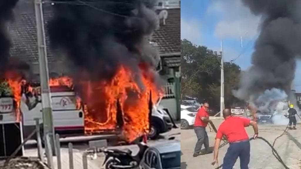 Ambulância do SAMU pega fogo minutos antes de transferência de paciente ao hospital