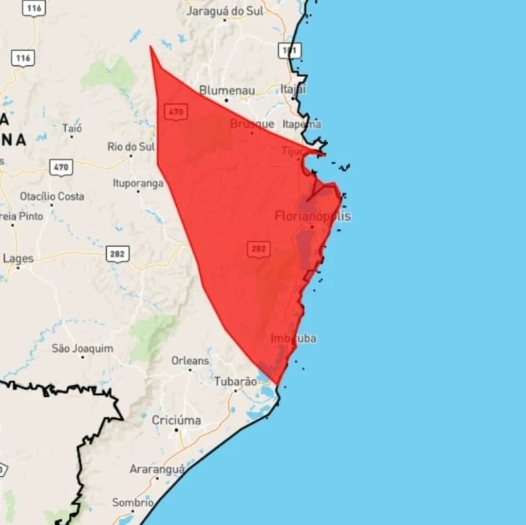 URGENTE: Tijucas e região em alerta vermelho do INMET