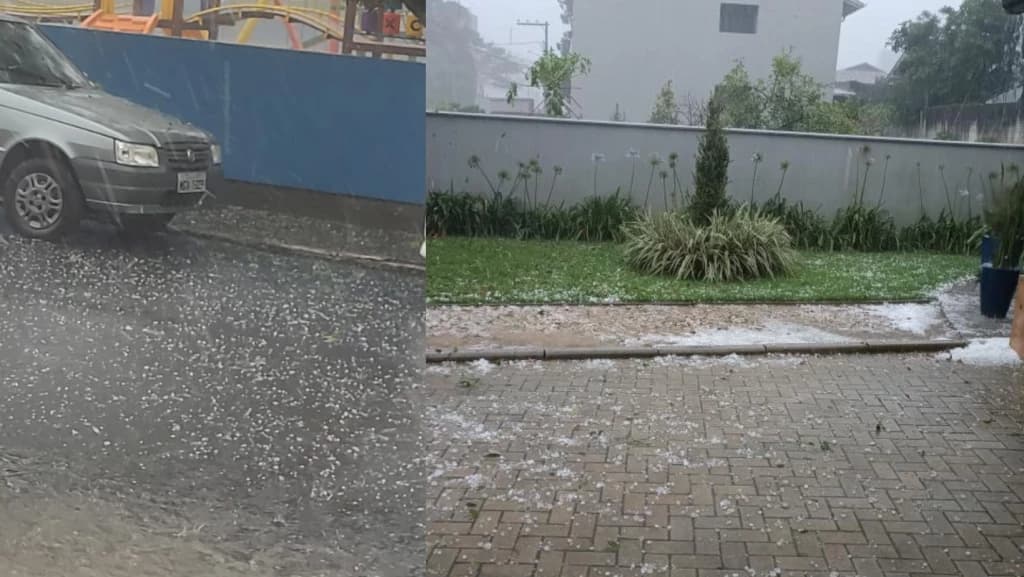 Granizo atinge São João Batista e Defesa Civil emite alerta laranja