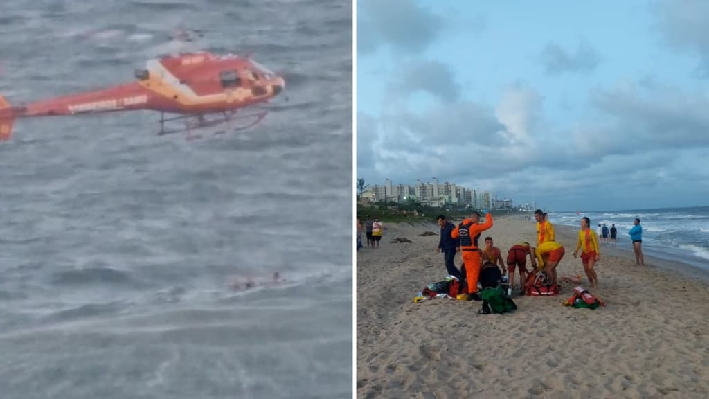 Adolescentes são resgatadas de helicóptero após afogamento em praia de SC