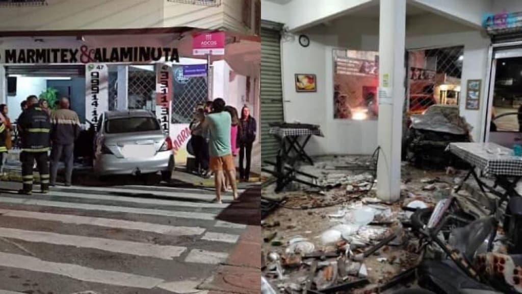 Motorista bêbado perde controle de veículo e destrói restaurante