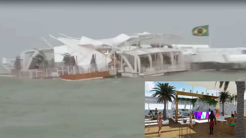 Estrutura de Club Flutuante em BC é destruída por ciclone