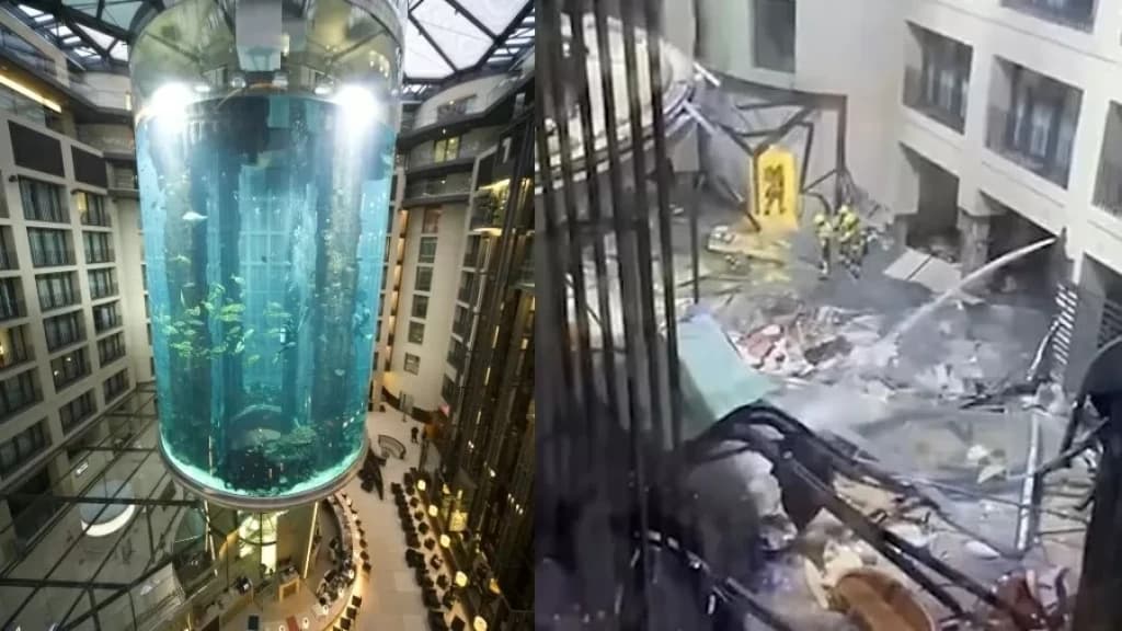 VÍDEO: Aquário gigante com 1.500 peixes explode em Berlim  e deixa feridos