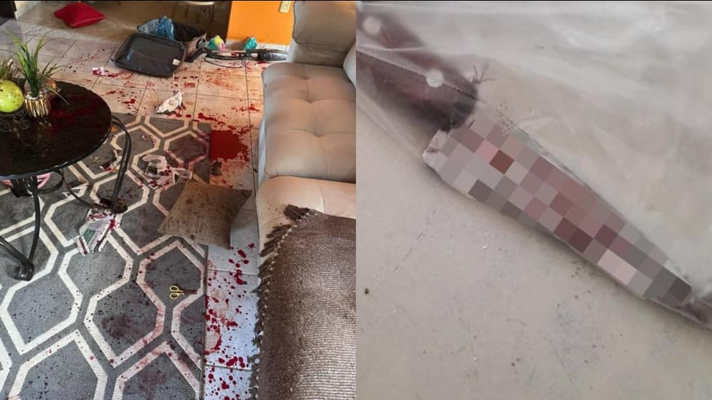 Filho salva mãe no momento que estava sendo golpeada com faca pelo pai