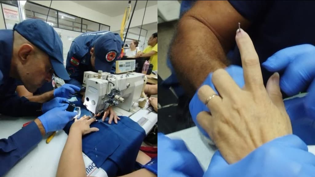 Agulha atravessa dedo de costureira e bombeiros são acionados