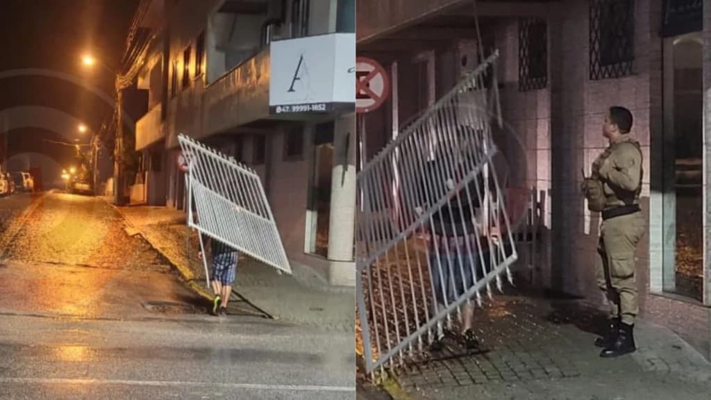 Após flagra, PM faz ladrão reinstalar portão furtado em SC