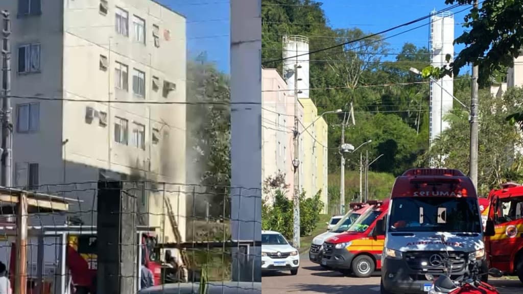 VÍDEO: incêndio em apartamento mobiliza bombeiros em Blumenau