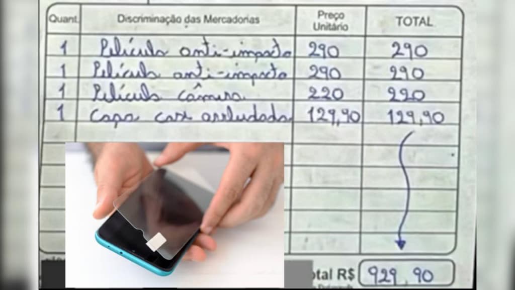 Mulher diz ter sido “forçada” a pagar R$ 900 por 3 películas de vidro e capinha para celular