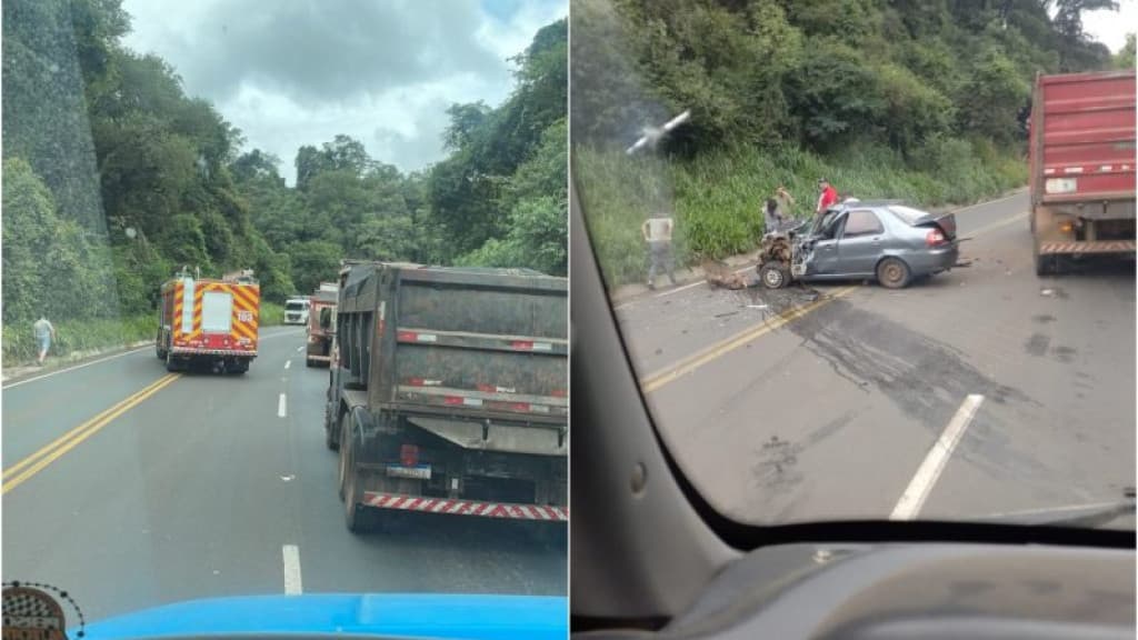 Carro é esmagado em acidente e criança fica ferida gravemente na SC-157
