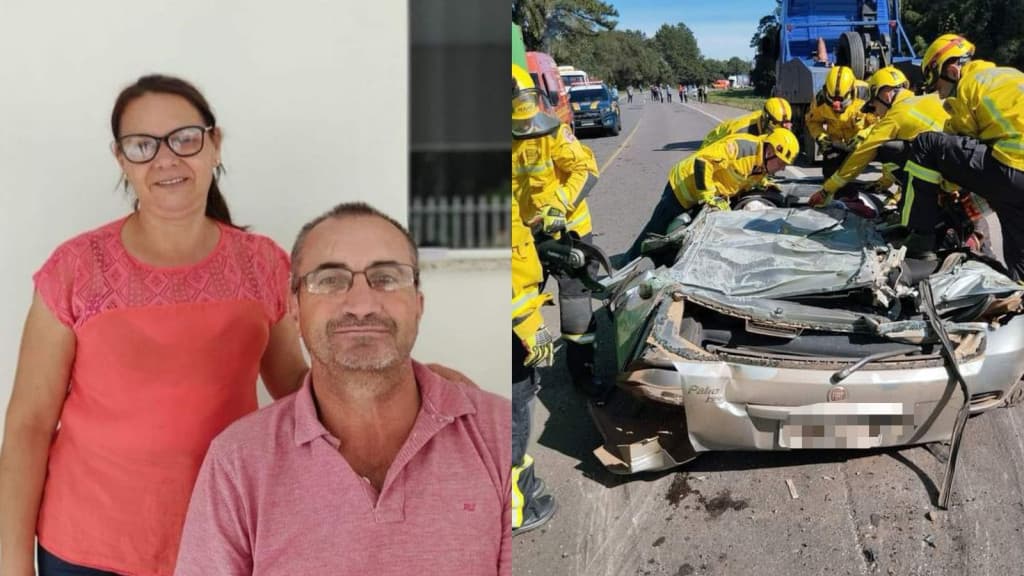 Contêiner esmaga carro e mata casal em Santa Catarina; um jovem sobreviveu