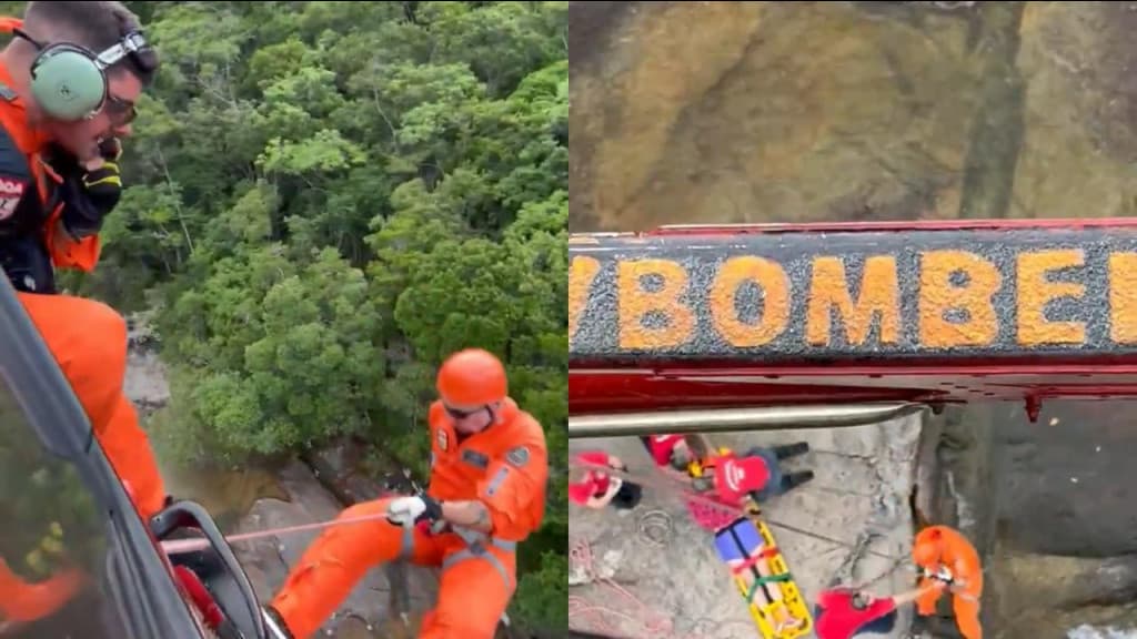 Arcanjo resgata mulher após sofrer mal súbito em cachoeira