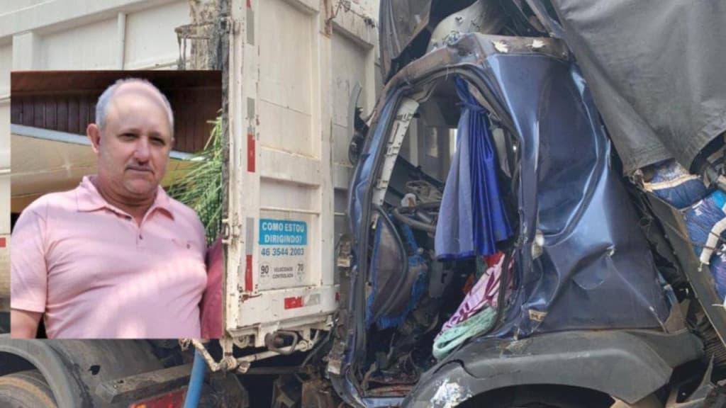 Identificado caminhoneiro que morreu prensado por cabine após colisão traseira na BR-163