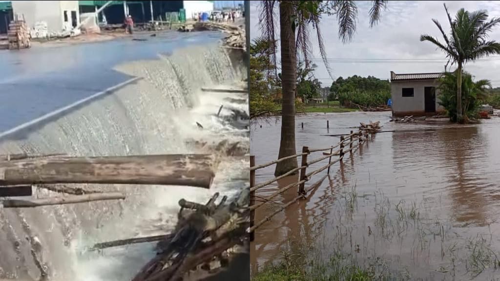 Dique de areia se rompe e alaga cidade em SC