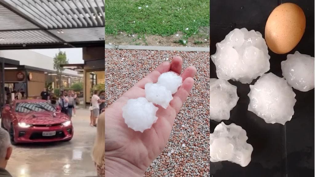 Chuva com granizo do tamanho de ovos atinge Tijucas e assusta moradores