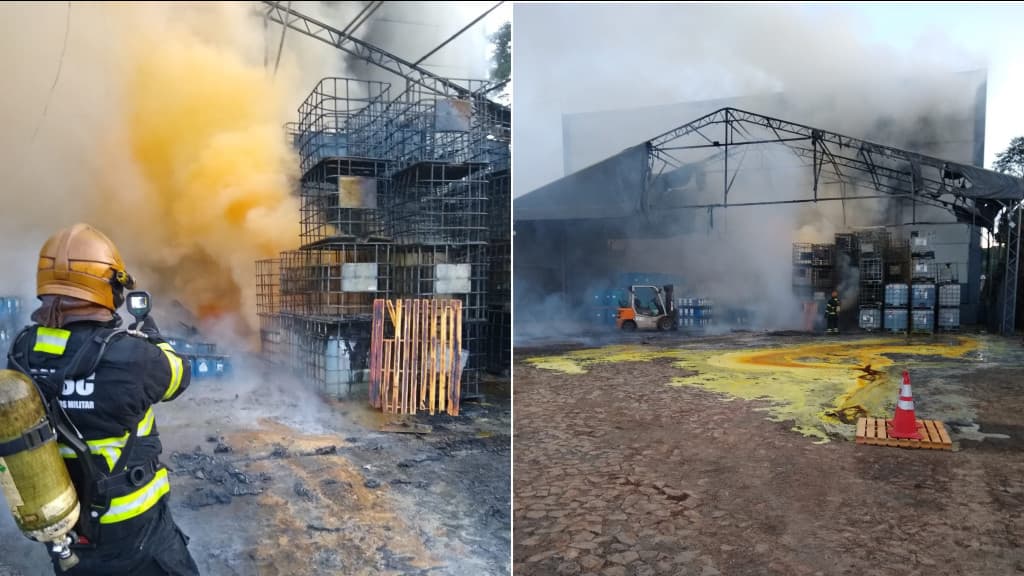 Incêndio em empresa química assusta moradores e mobiliza bombeiros