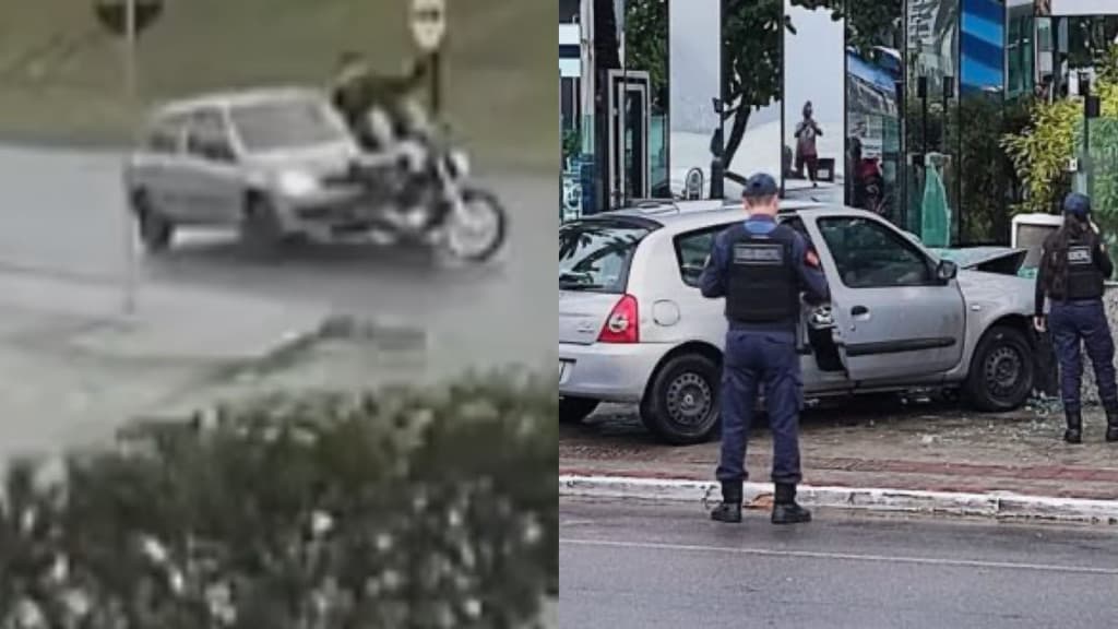 Motorista atropela motociclista e bate em muro de condomínio durante fuga, em Itapema