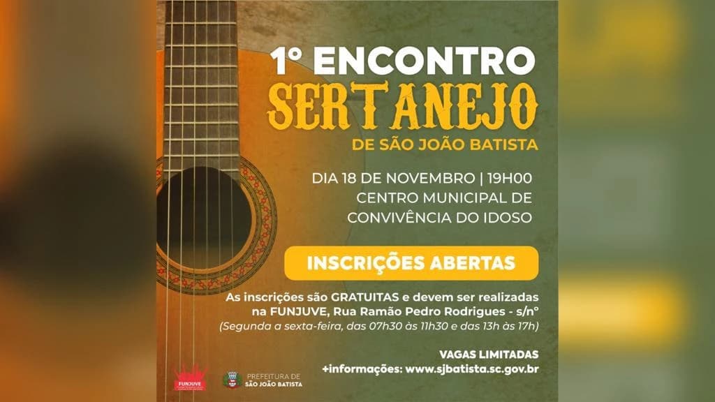 Funjuve abre inscrições para o 1º Encontro Sertanejo de São João Batista
