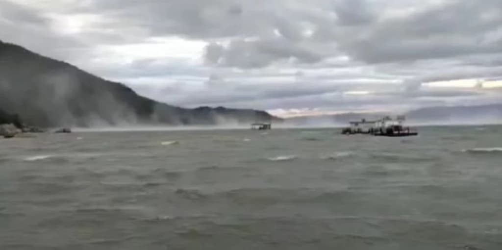 Ventania agita mar em Bombinhas e assusta pescadores